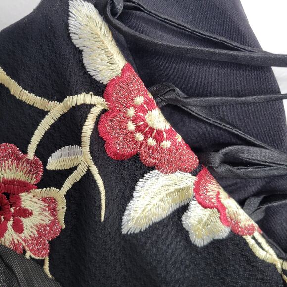 Mini Tulle Dress Balletcore Black Floral Layered Lace up Back 7 HoCo Formal - Picture 7 of 15